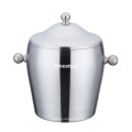 Drum Stype Thickning Double Stainless Steel Ice Bucket with Lid & Handle